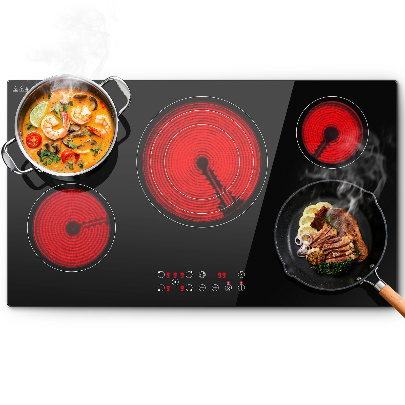 36inch Electric Cooktop,5Burners 9000W Built-in Glass Ceramic Electric Stove Top gallery