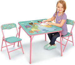 Girls Folding Table & Chairs Set for Kids and Toddlers 36 Months up to 7 Years,