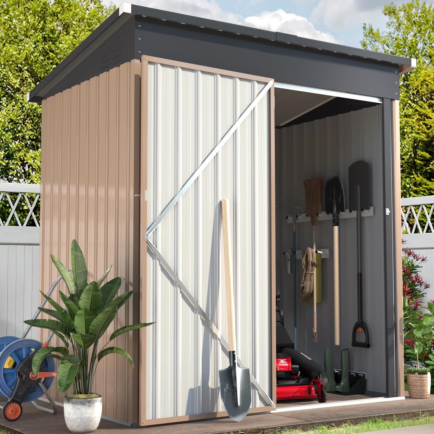 5x3 Lockable Outdoor Metal Storage Shed – 4-Color Tool Shed for Yard & Patio gallery