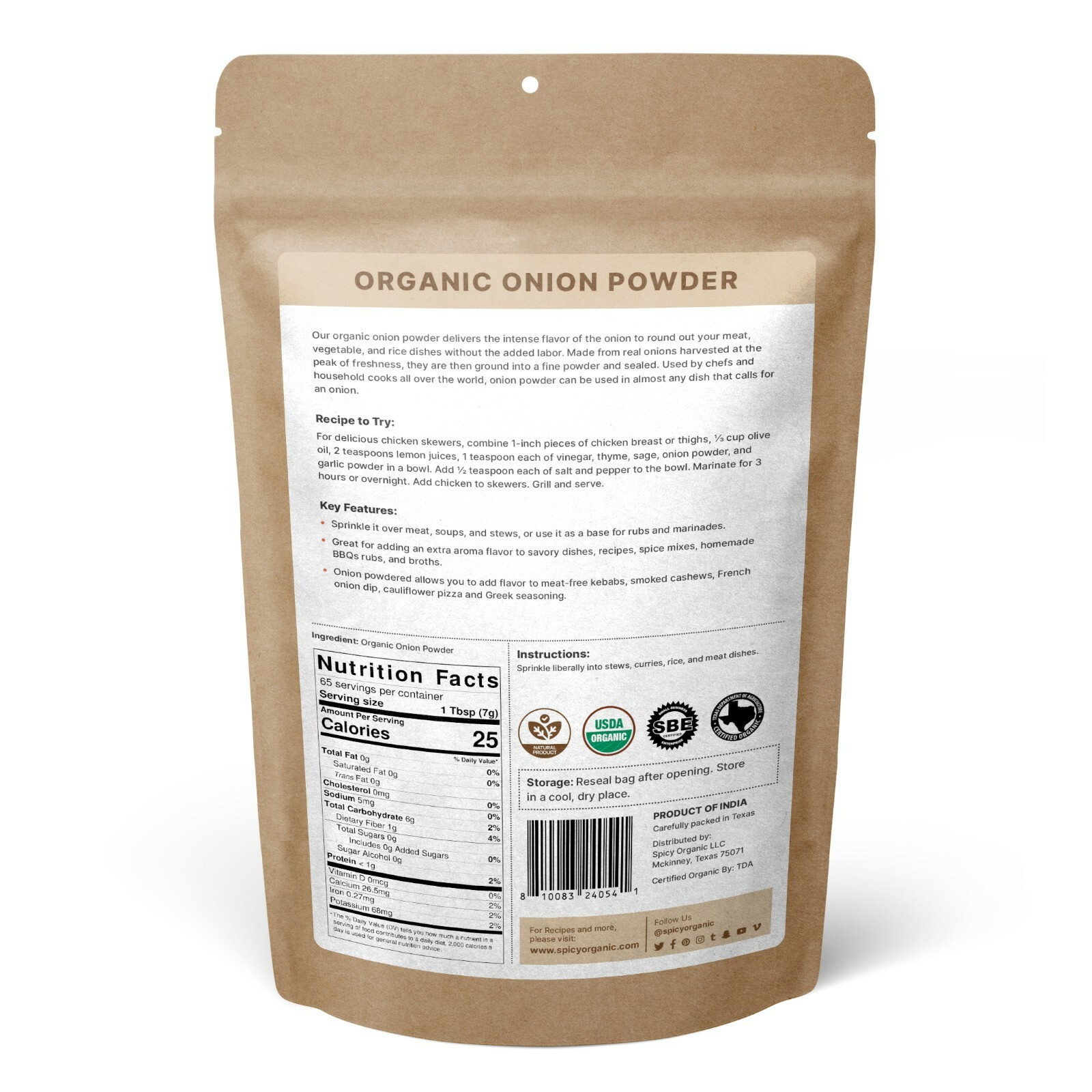 Organic Onion Powder - NON GMO White Onion Powder Seasoning -16 OZ gallery