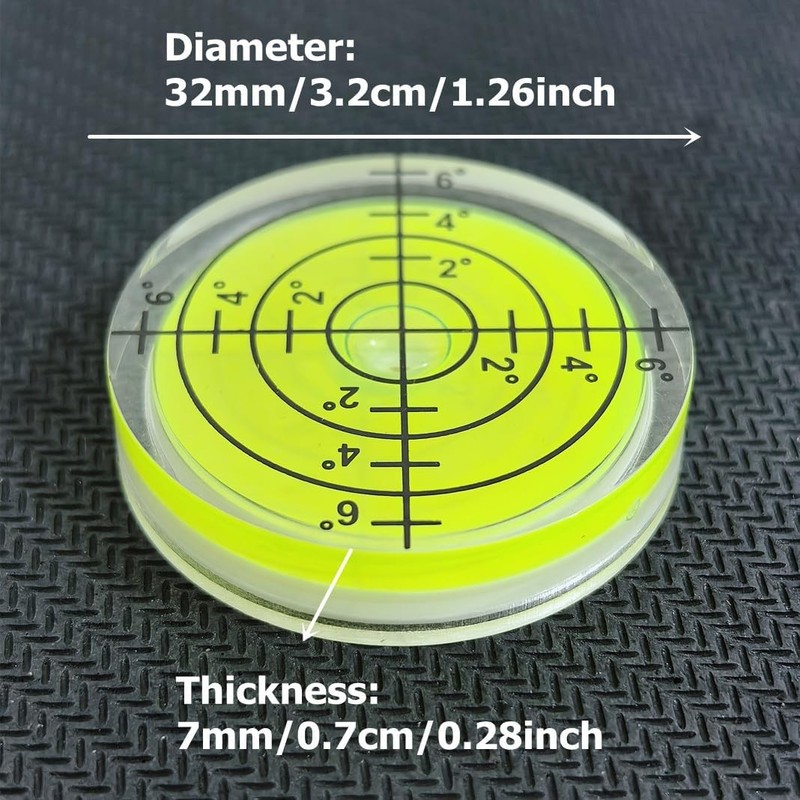 3Pcs Small Circular Bubble Levels 32x7mm Round Spirit 32x7mm, Yellow-green gallery