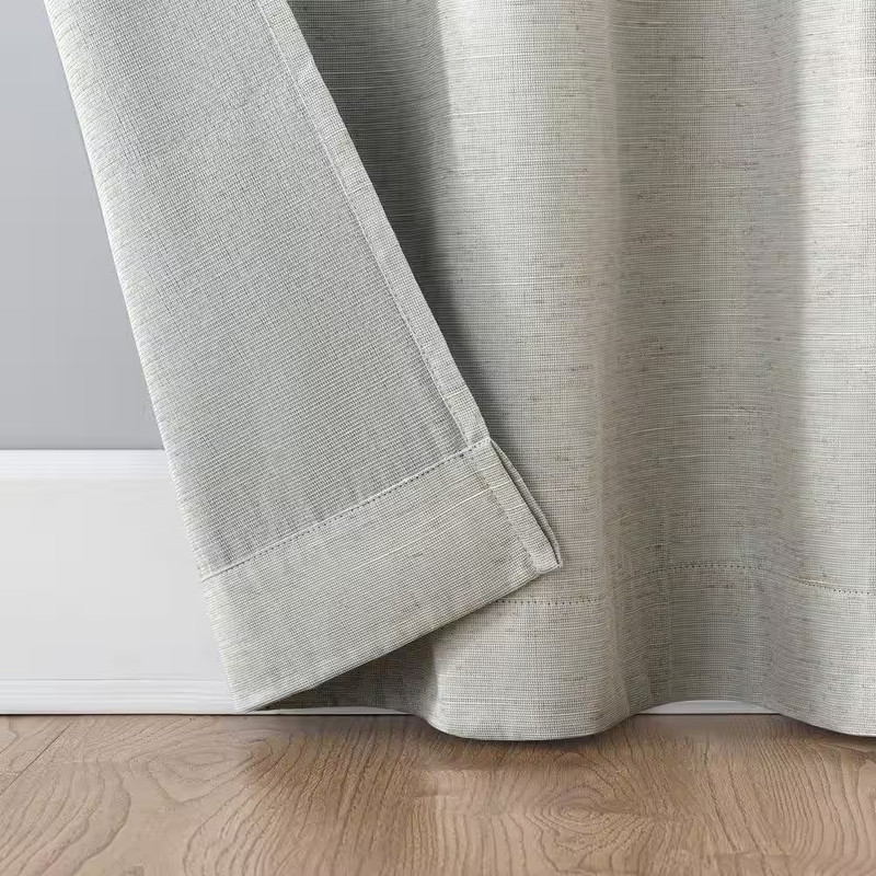 Gelso Textured Linen Polyester Blend White 50 In. W X 84 In. L Grommet 100% Blac gallery