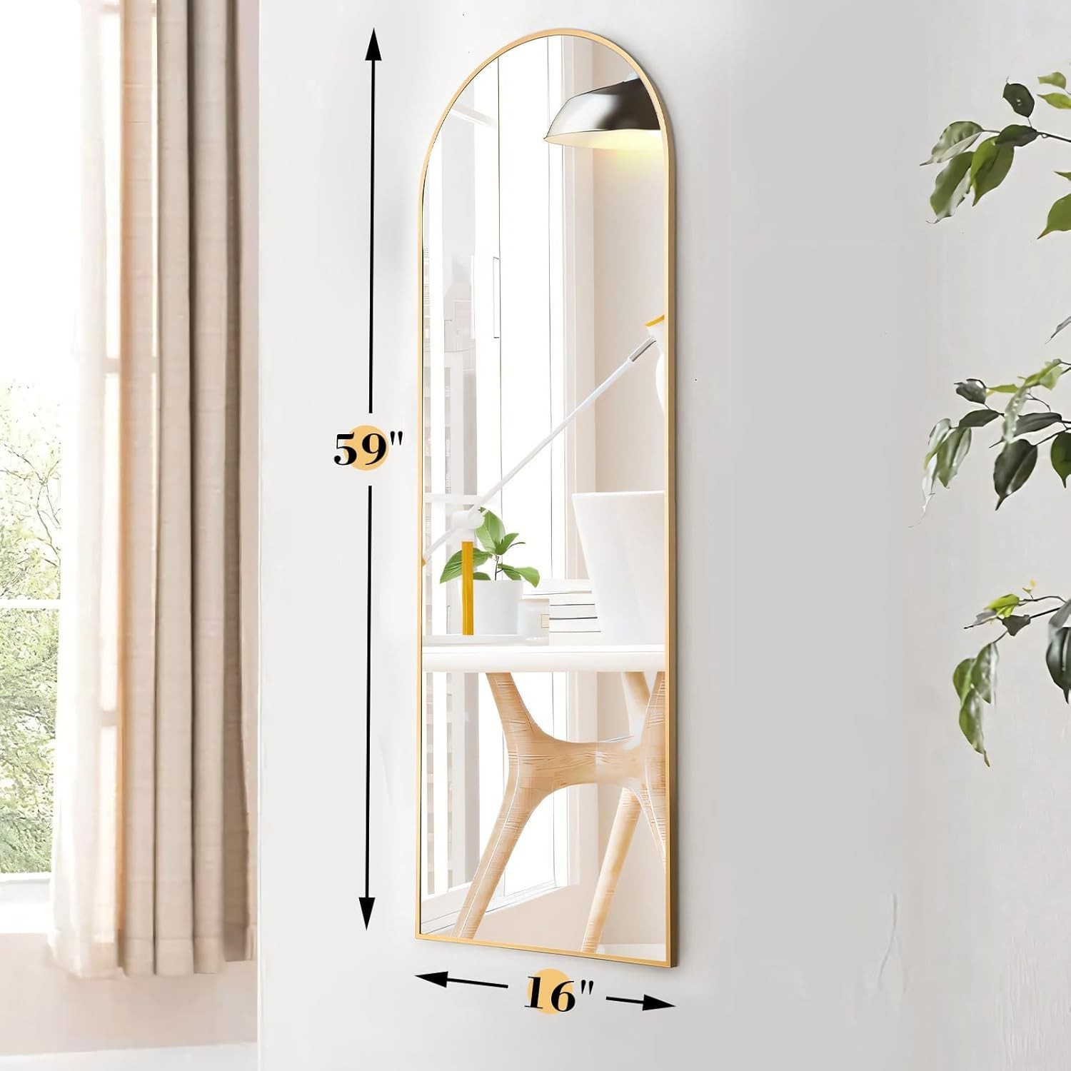 Arched Full Length Mirror 59"x16" for Bedroom, Full Body Mirror with Stand, Hang gallery