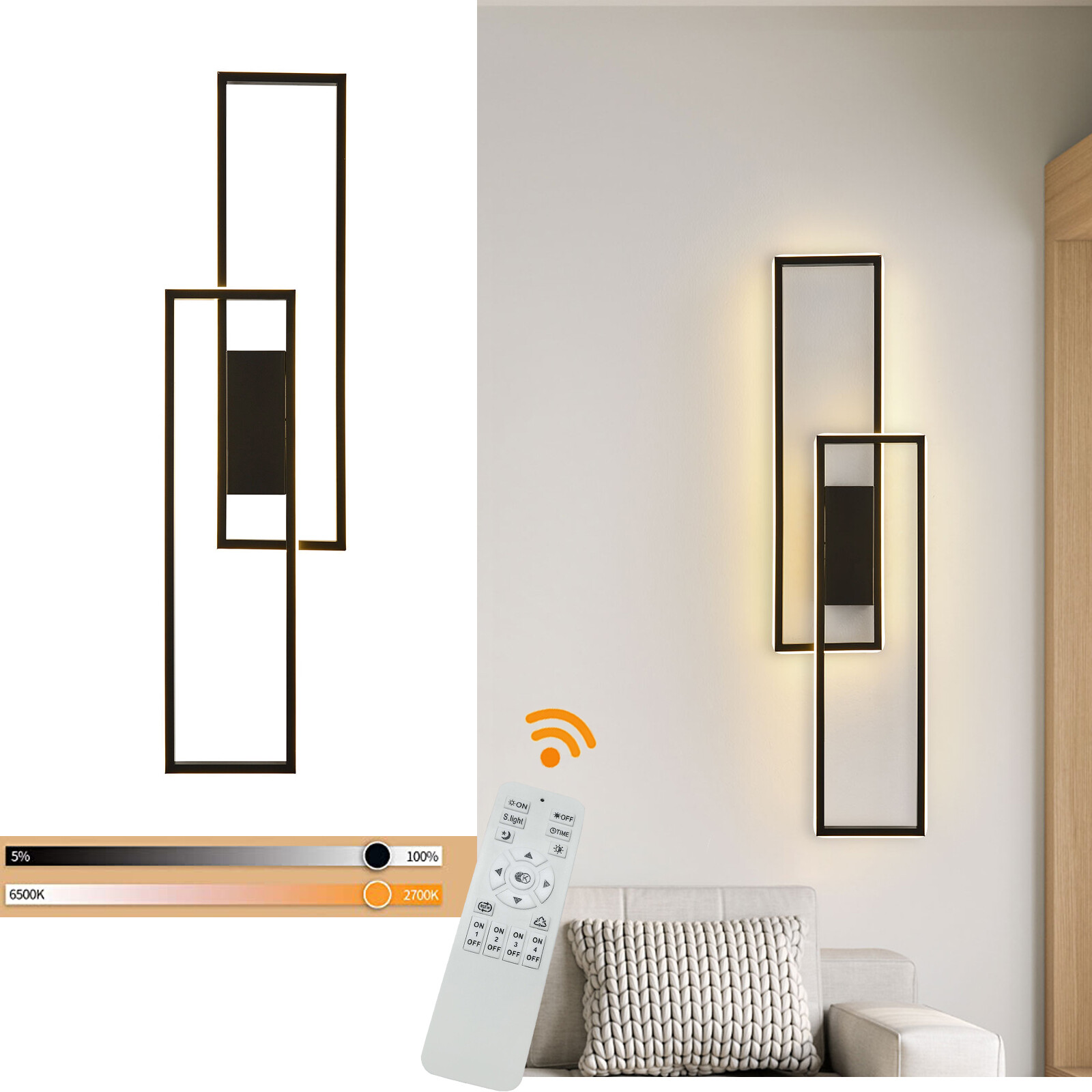 LED Wall Light Modern Acrylic Metal Wall Sconce Lighting Fixture+Remote Control gallery