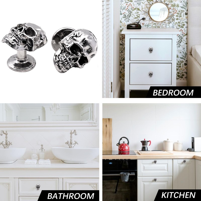 6 Pack Skull Skeleton Drawer Knobs, Vintage Single Hole Cabinets Pulls for Drawe gallery