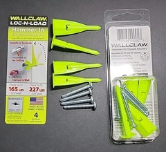4 Pc Wall Claw Drywall Anchors 1/2″- 5/8″ Drywall Holds 227Lbs *Free Shipping*