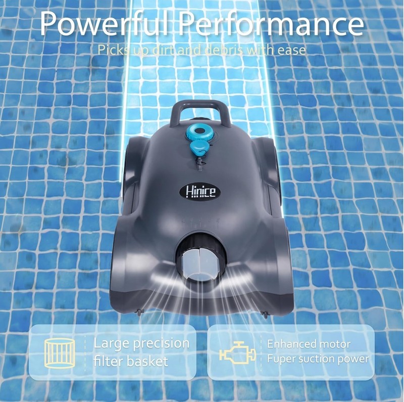 Cordless Robotic Pool Cleaner,Automatic Pool Vacuum Robot up to 2153 sq ft Black gallery