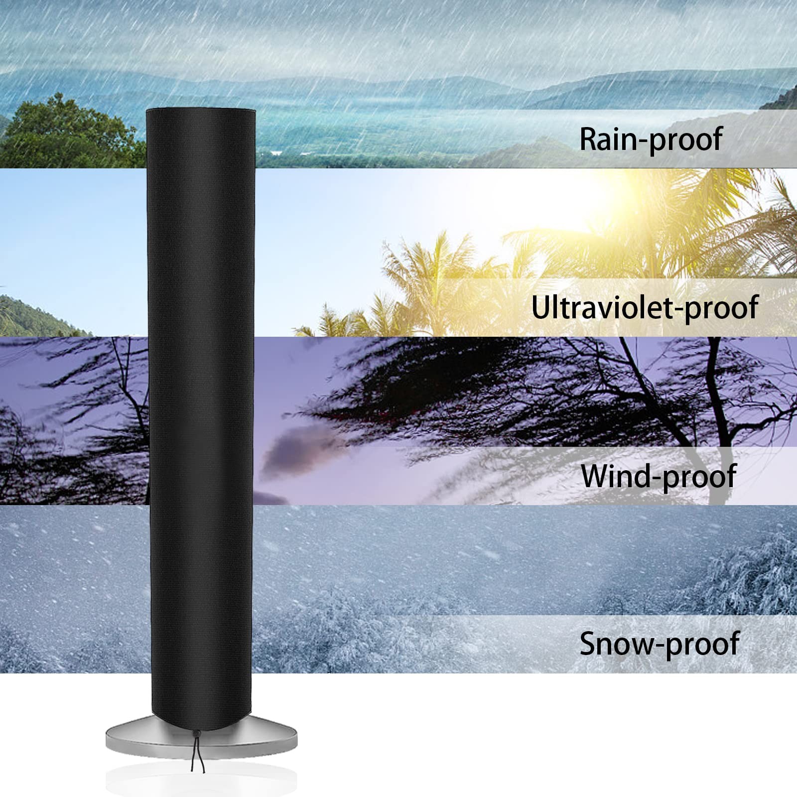Tower Fan Cover, Waterproof & Dustproof, Black 11.81"L x 11.81"W x 36.22"H Floor gallery