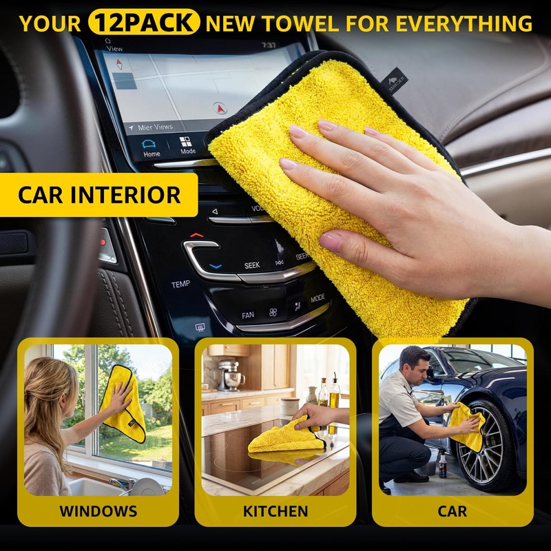 12-Pack Microfiber Cleaning Cloth, Car Drying Towels Car Detailing– XL Microf... gallery