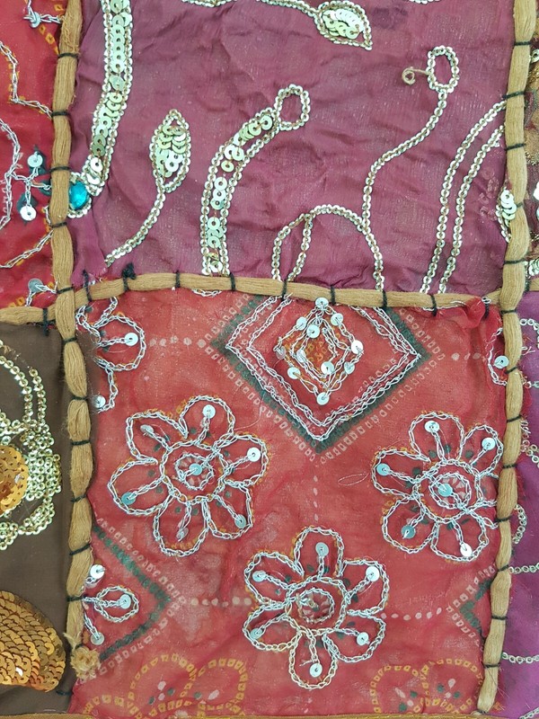 Vintage Traditional Indian Patchwork Embroidered Panel 142x96cm gallery