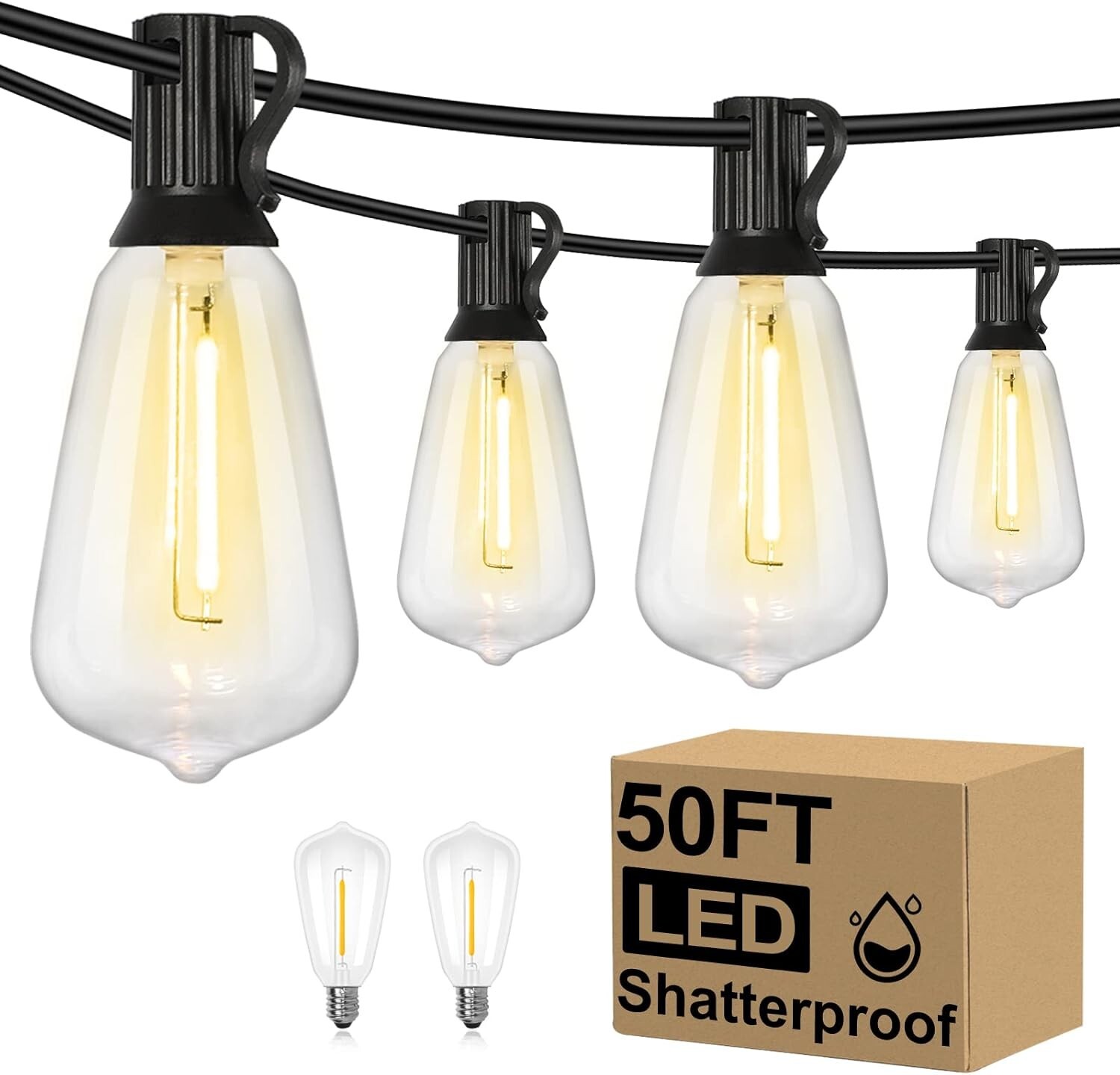 50FT Outdoor String Lights for Patio Waterproof Connectable ST38 LED Light Strin gallery
