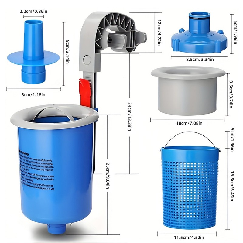 Pool Surface Skimmer Above Ground - Wall Mount Debris Cleaner Adjustable Clip US gallery