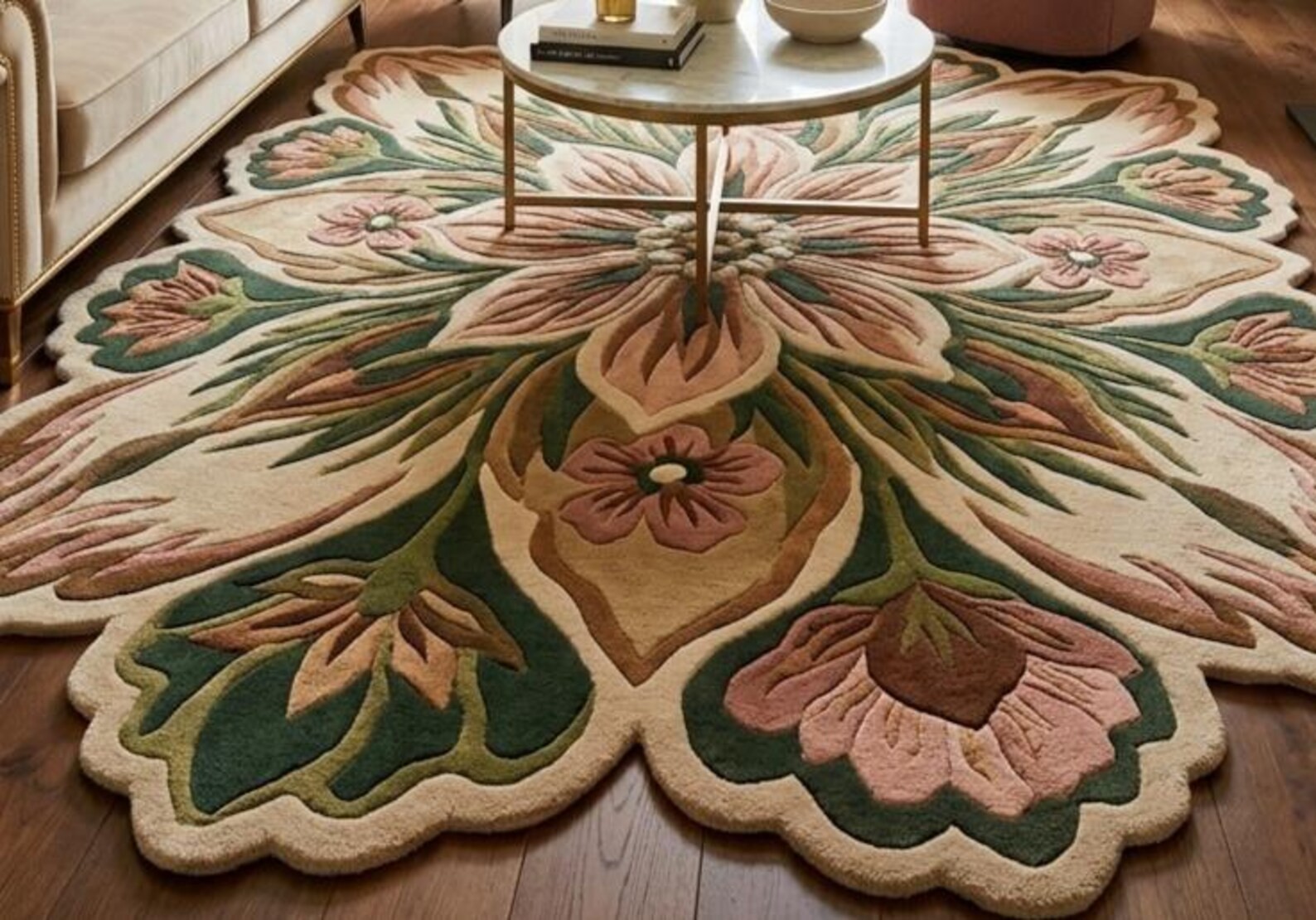 Hand Tufted Floral Wool Rug Irregular Shape Area Rug abstract rug, modern rug gallery