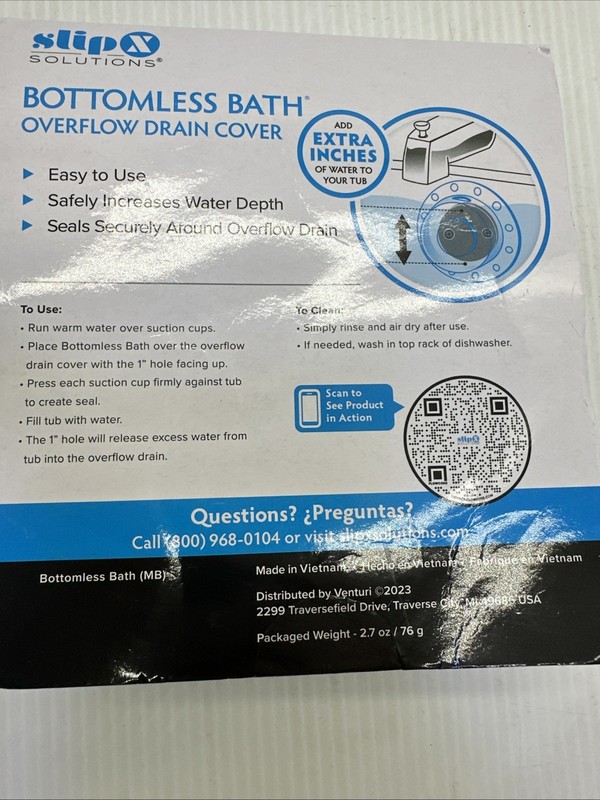 SlipX Solutions Bottomless Bath Overflow Drain Cover 4" Diameter {SS} gallery