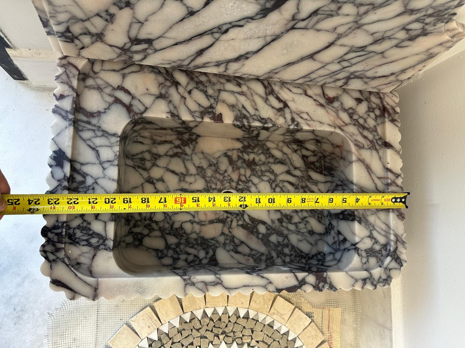 Premium Hand-Carved Marble Sink CUSTOM Wall-Mounted From Turkiye (Any size) gallery