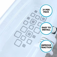 Adhesive Square Bath Treads (21 Per Pack) in Gray by SlipX Solutions