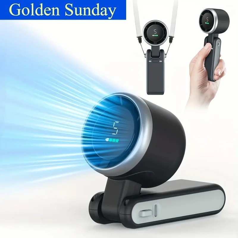 10 Hours Mini Portable Handheld Turbo USB Rechargeable Cooling Fan Up W/ Lanyard gallery