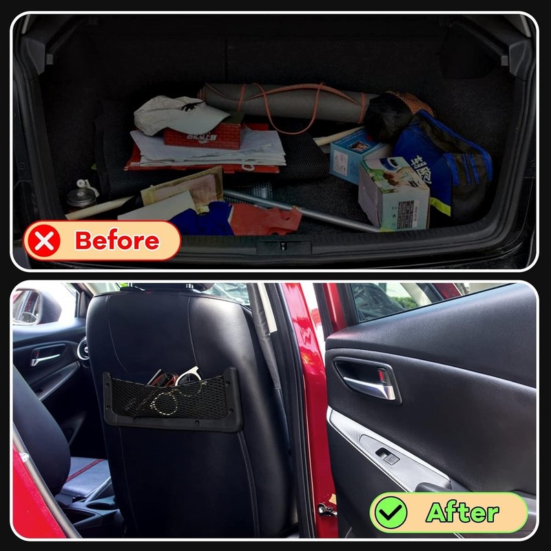 2 Pcs ABS Plastic Frame Car Storage Net Bag Phone Car Mesh Net Holder RV Stor... gallery