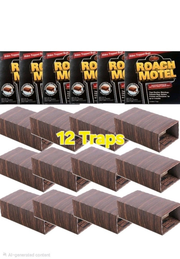 12 Black Flag Roach Motels Cockroach Bug Killer bait Glue Trap Spider Motel