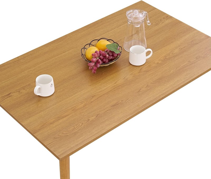 Modern Dining Table 47 Inch Kitchen Table W/ Solid Wood Leg Oak Finish Dinner gallery