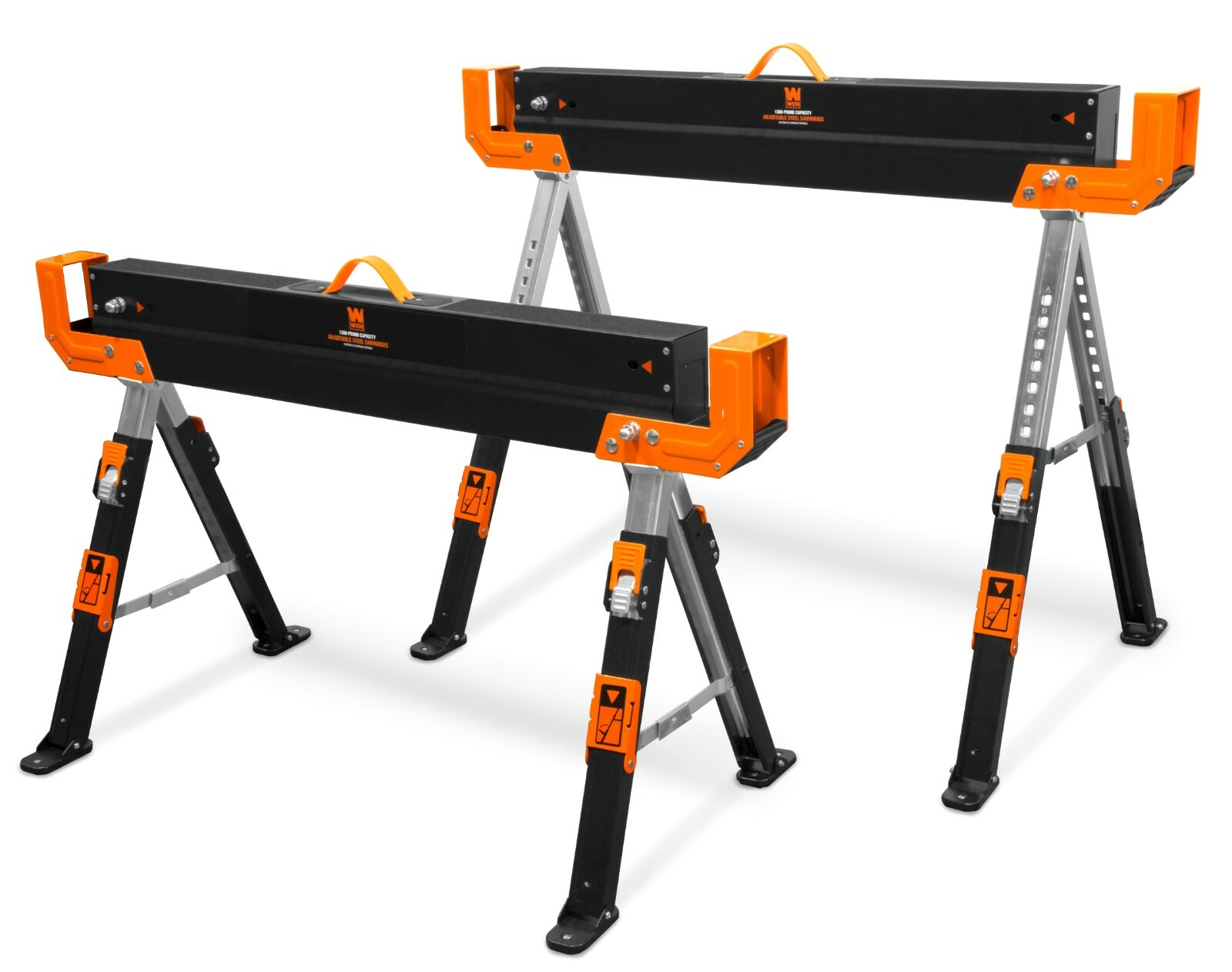 WEN WA1302 1300-Pound Capacity Height Adjustable Folding Steel Saw Horse with 2x gallery