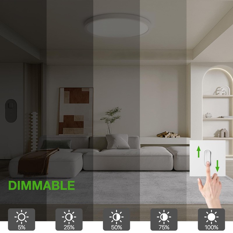 2 Pack 12 Inch LED Flush Mount Ceiling Light Fixture, 24 W 2640LM,Dimmable CC... gallery
