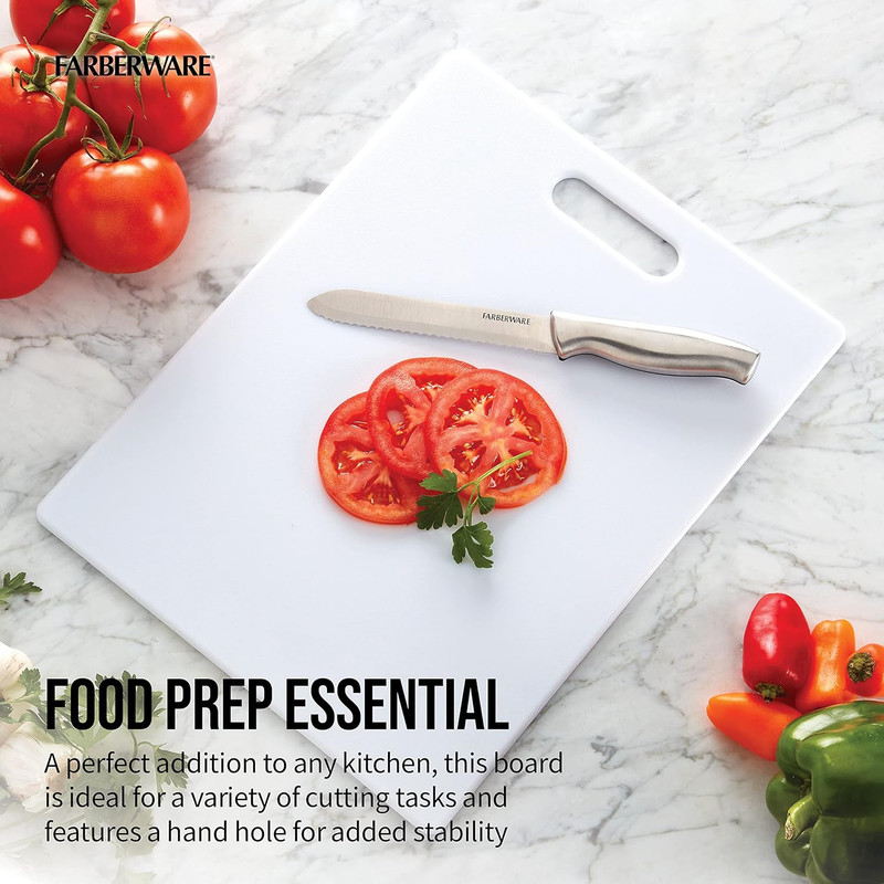 FARBERWARE Large Plastic Cutting Board, Dishwasher-Safe Kitchen Board, 11x14 gallery