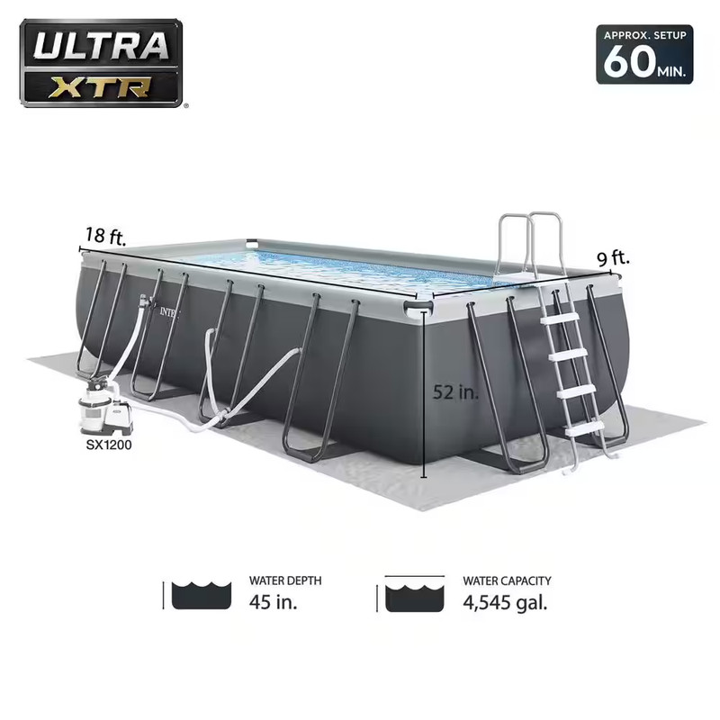 Ultra XTR 18 Ft. X 9 Ft. Rectangular 52 In. Deep above Ground Pool Set gallery