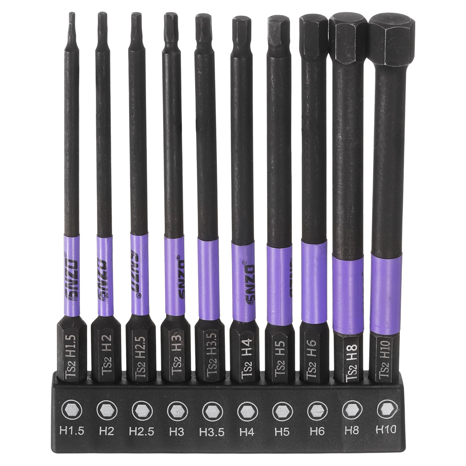 10pcs H1.5-H10 Flat Hex Head Screwdriver Bit Set 4" Long 1/4" Hex Shank Magnetic gallery