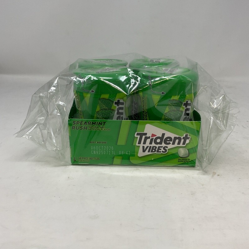 4 PACK Trident Vibes Spearmint Rush Sugar Free Gum 40 Pieces Per Bottle gallery