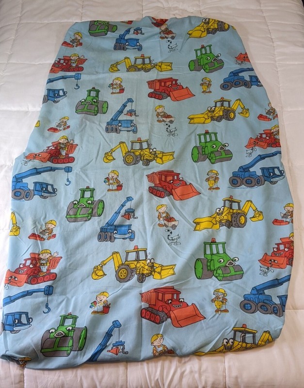Bob The Builder Twin Sheet Set Flat Fitted 2 Standard Pillowcase Dan River Vtg gallery