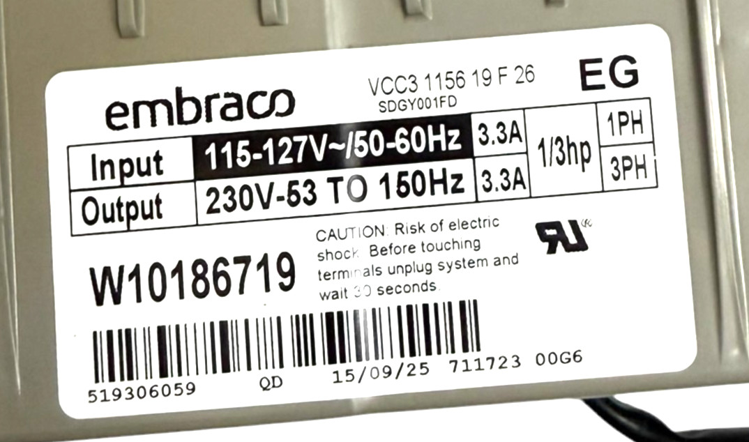 OEM Whirlpool Fridge Inverter W10186719 1-Year Warranty Free Same Day Shipping gallery