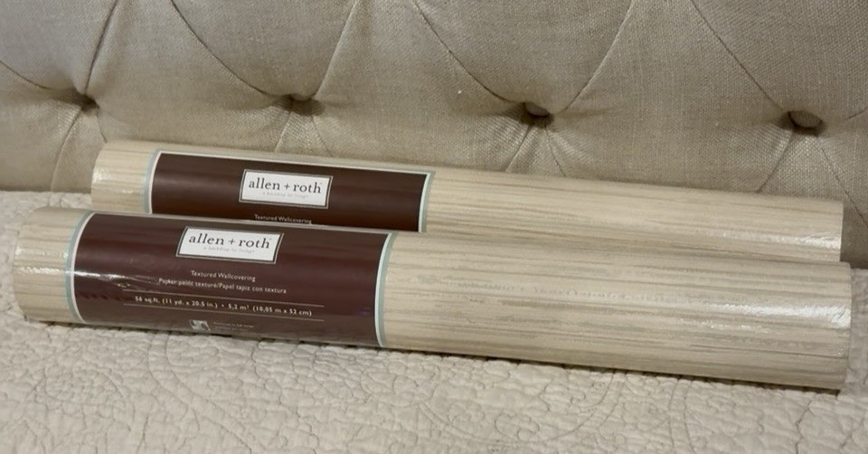 Allen + Roth (2) Rolls Textured Wall Covering Natural Grass Cloth Pattern NIP gallery