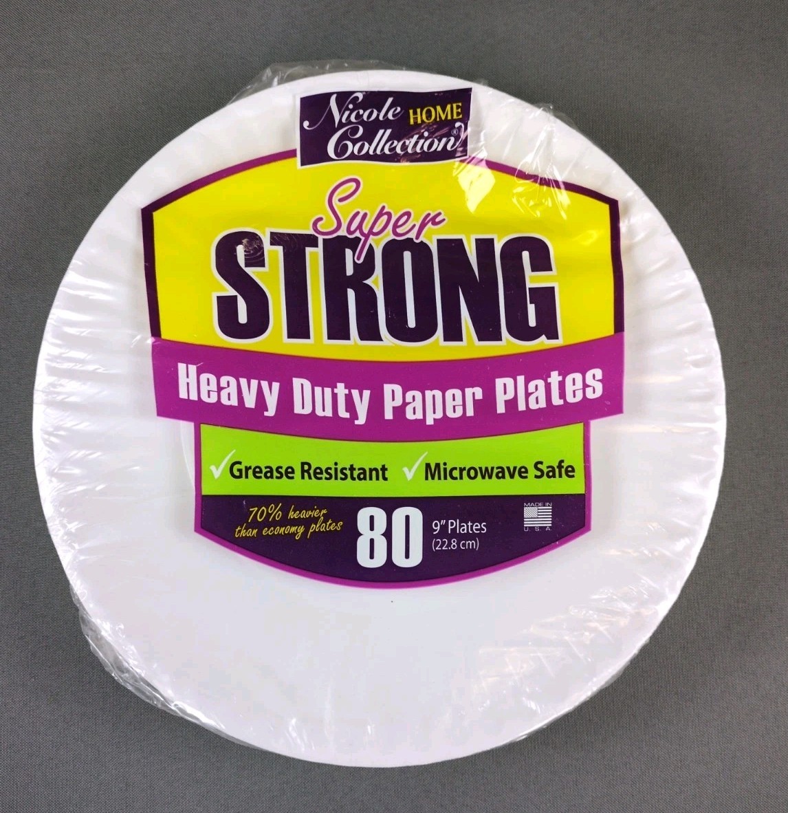 Nicole Home Collection 9" White Super Strong Heavy Duty Paper Plates - 80 Plates gallery