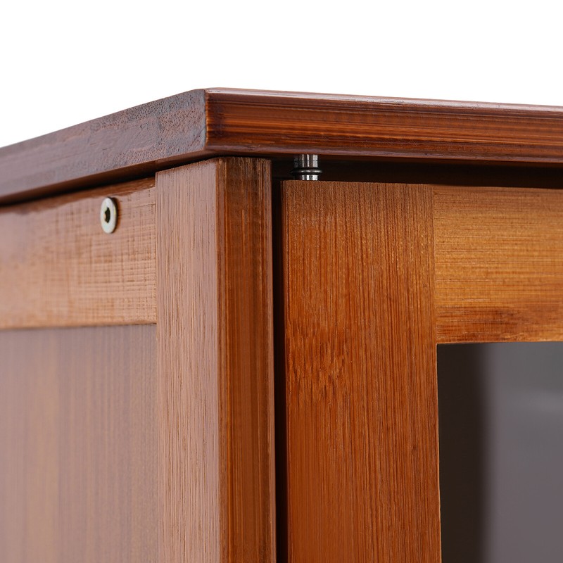 Durable Bamboo Storage Cabinet with Drawers Freestanding Single-door Cupboard gallery