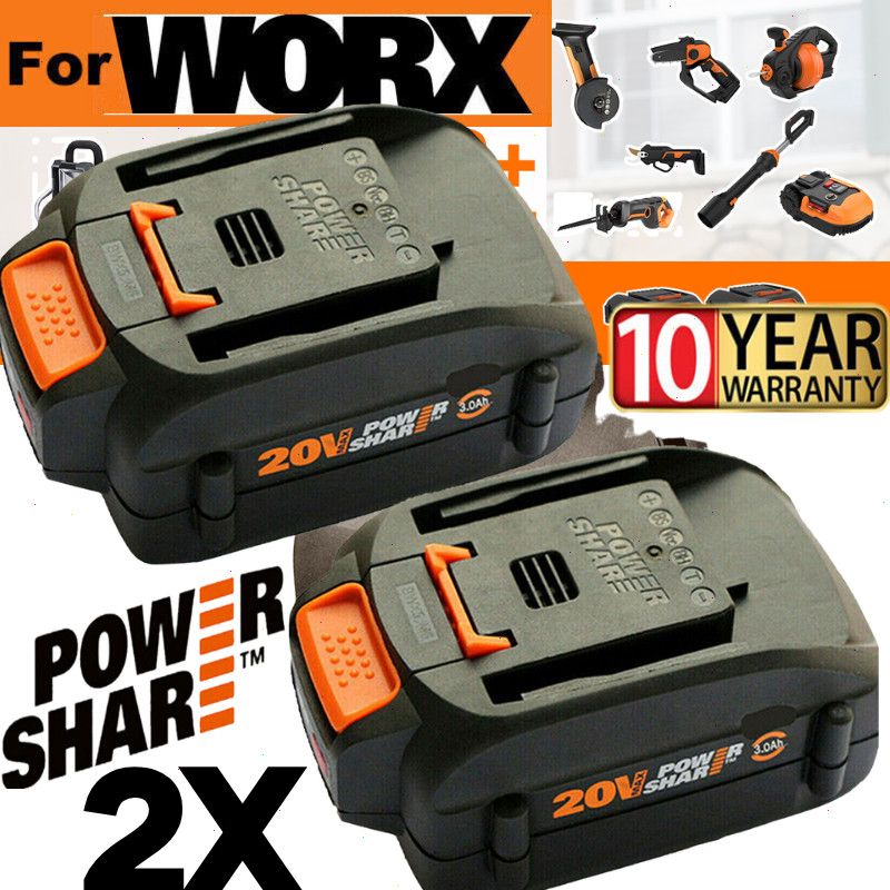 2pack For WORX 20V MAX Extend Lithium Battery 20 Volt WA3520 WA3525 / Charger gallery