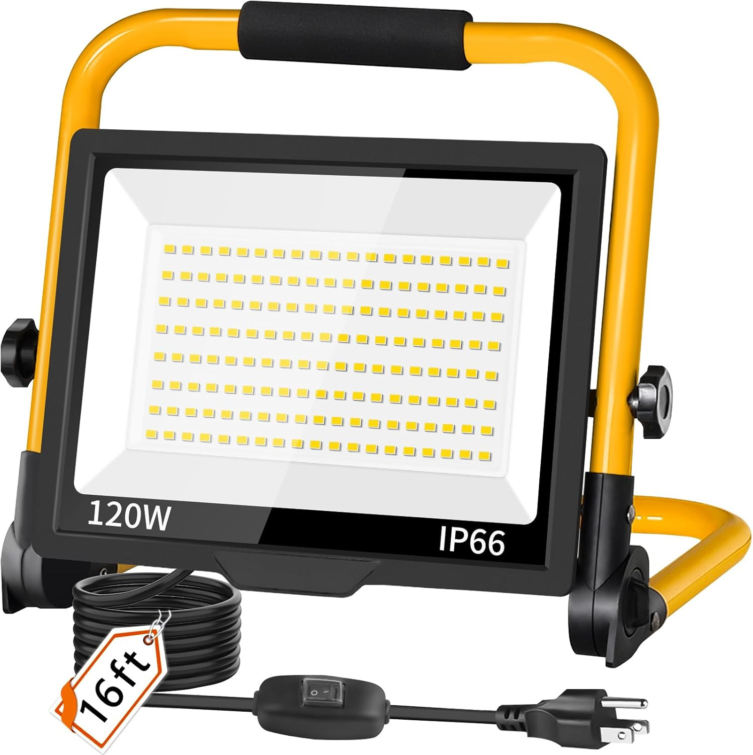 14400LM LED Work Light, 120W Flood Light with 16FT Cord & Switch, Portable Workl gallery