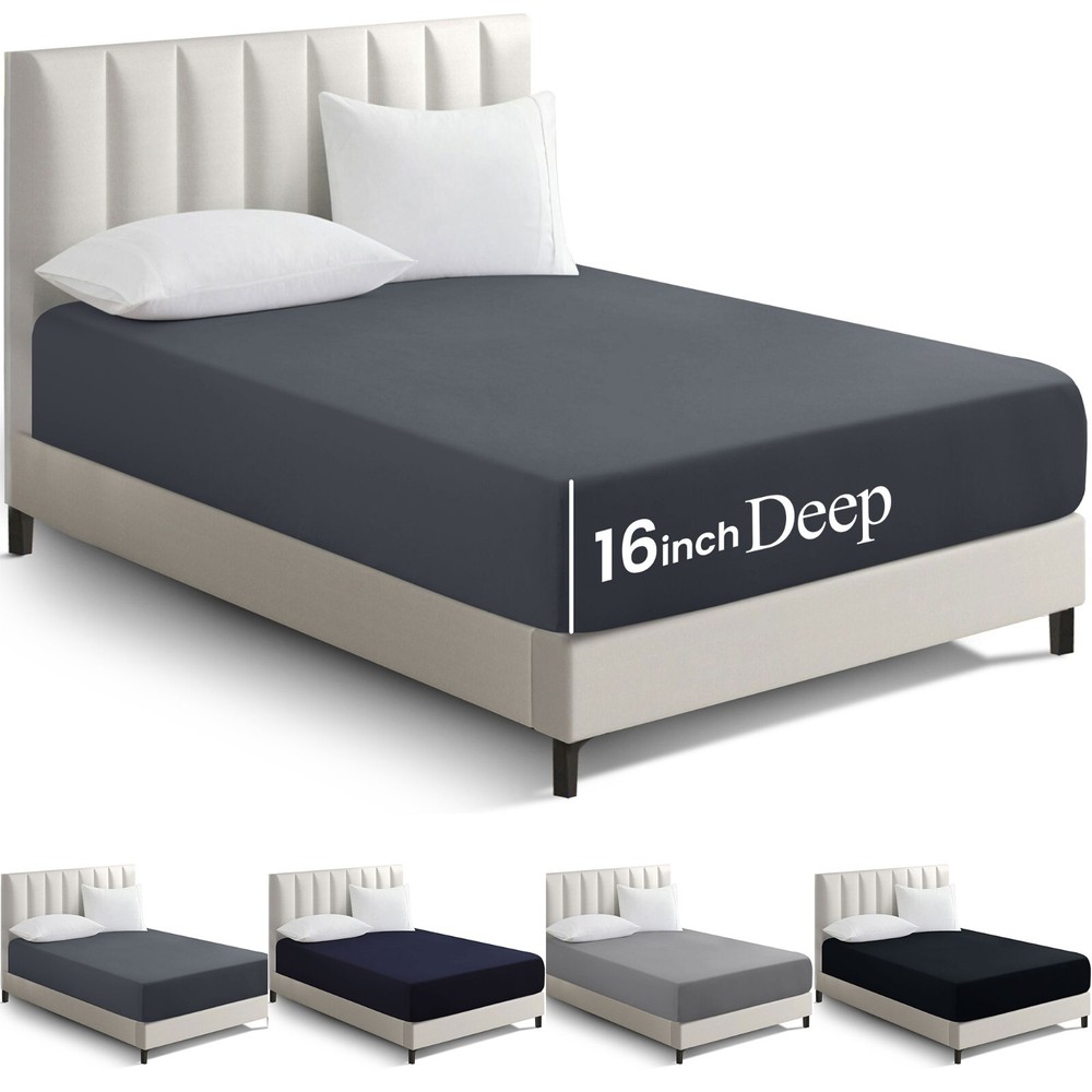 Full Fitted Sheet 16” Extra Deep Pocket Elastic Bed Sheets Twin Full King Queen