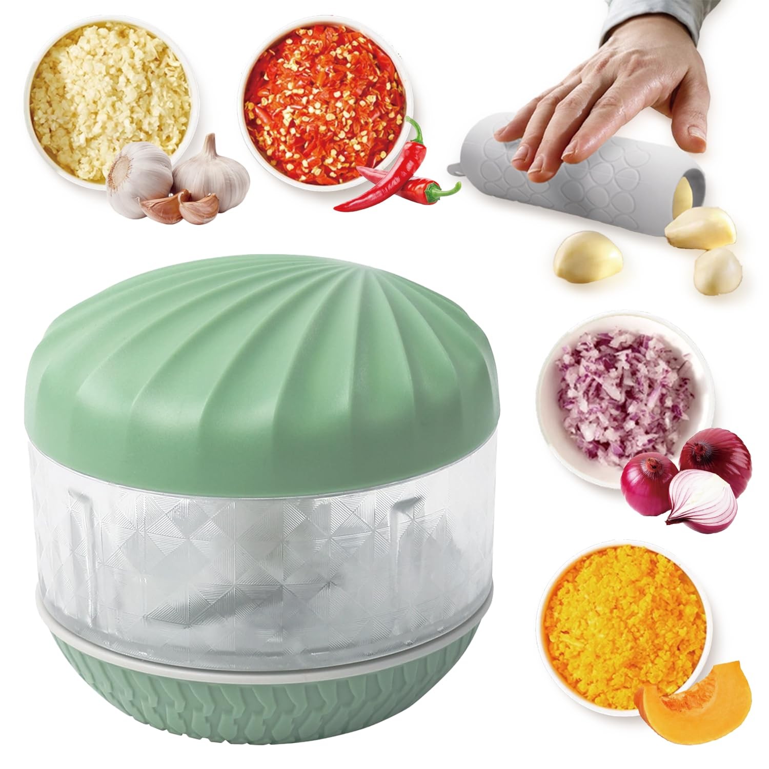 , Portable Hand-Powered Garlic Mincer, Mini Manual Food Chopper for Small Kit... gallery