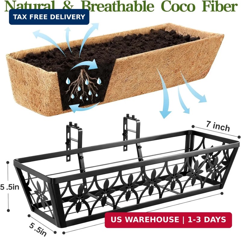 30 Inch Window Boxes Planters Railing Planter Box - 2 Pack Deck Railing Planter gallery