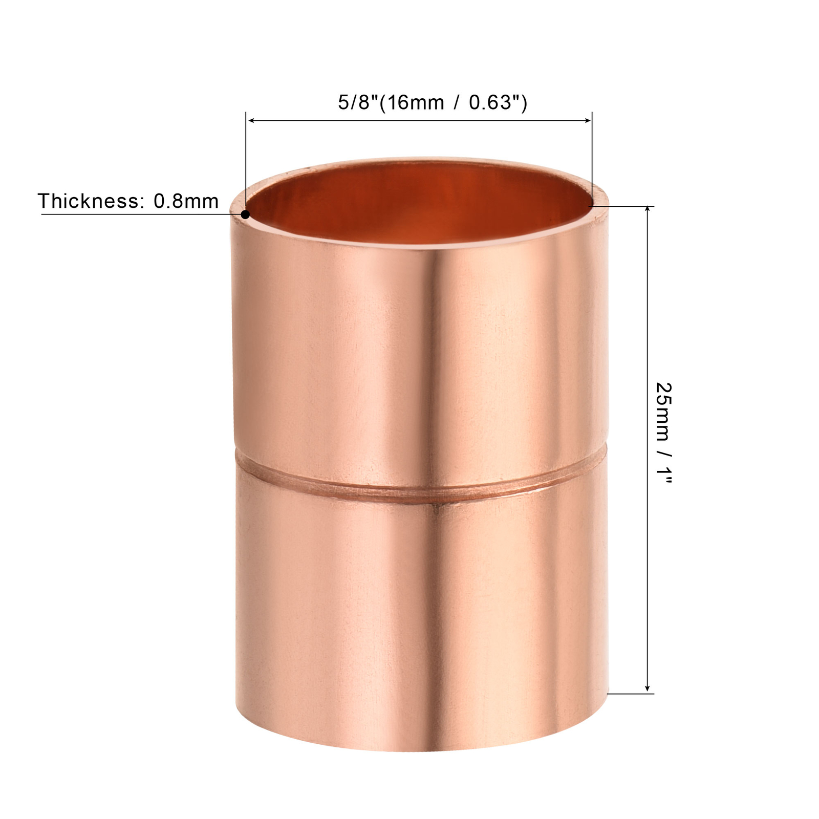 5Pcs 5/8" ID Straight Copper Coupling Fittings for HVAC Air Welding Joint gallery