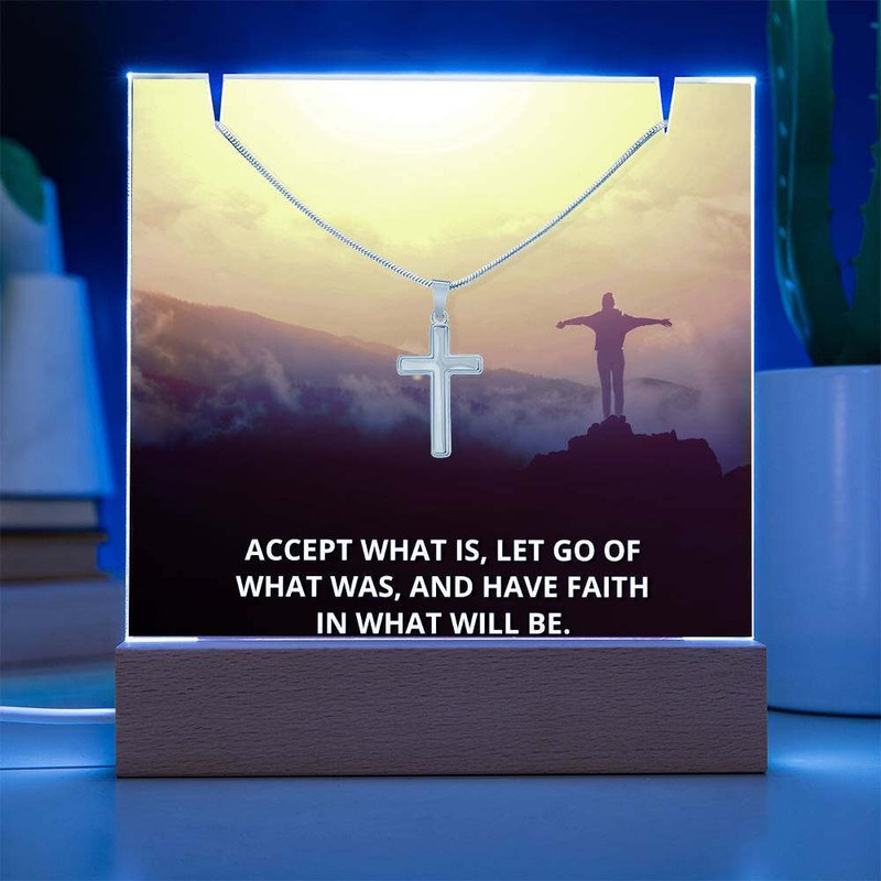 Faith Accept What Is Religious Plaque & Cross Gift Set, Christian Gifts gallery