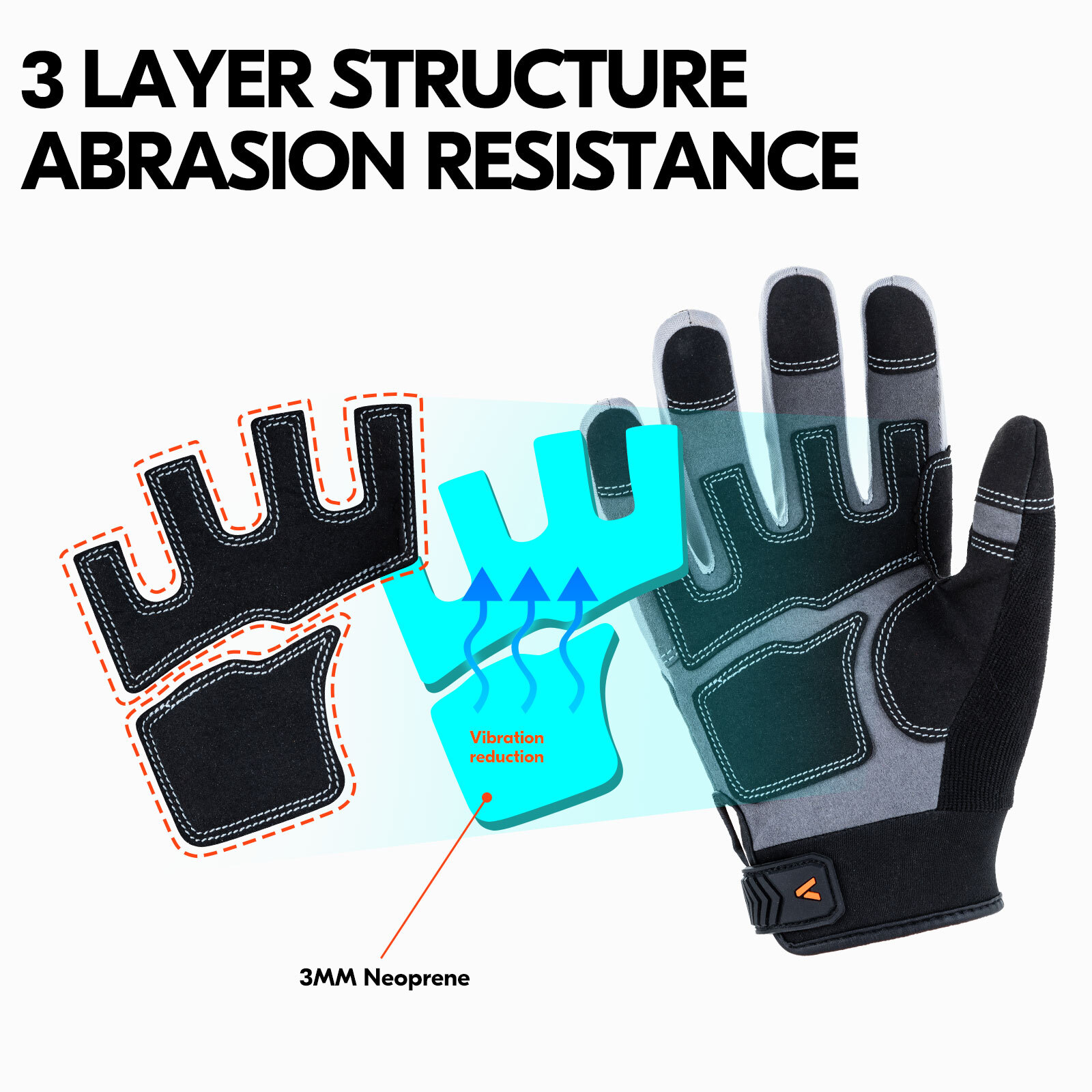 Vgo 1Pair General Safety Work Gloves,Mechanic Gloves,Stretchable(Grey, SL7716) gallery