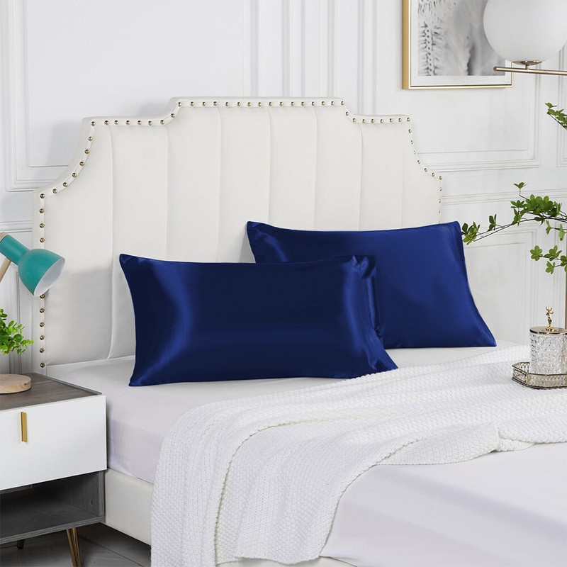 Luxurious Satin Silk Pillowcase Cover Soft Bedding Set of 2 Pcs Pillow Covers gallery