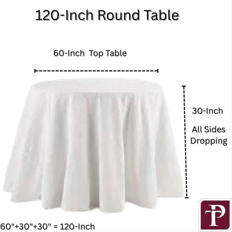 90 108 120 Inch Round Tablecloth Polyester Floor Length Wedding Party Banquet De gallery