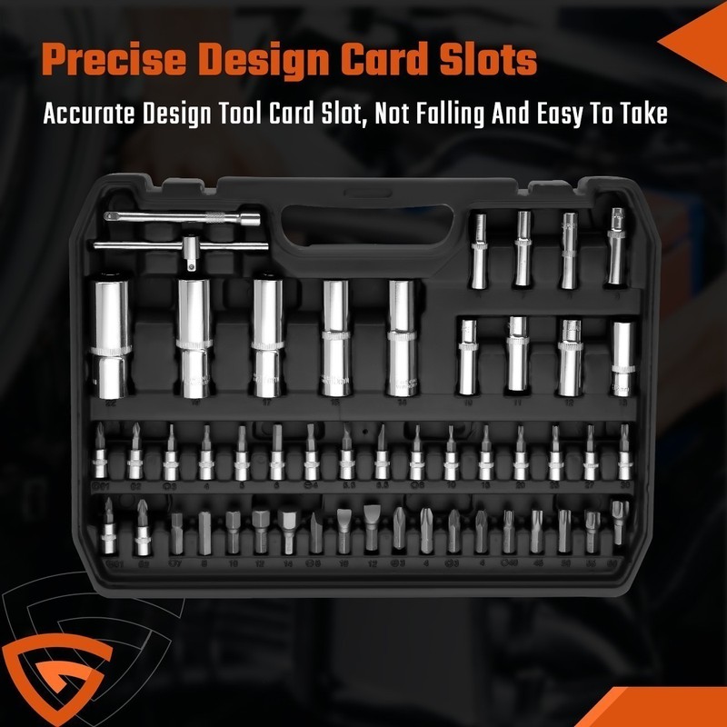 108Pcs Mechanics Tool Set Kit 6-Point Socket Ratchet Wrench Set Socket Hand Set gallery
