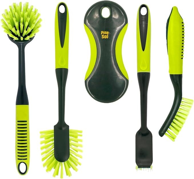 5Pcs Scrub Brush Set Long Handle Cleaning Brushes with Bristles and Comfort Grip gallery