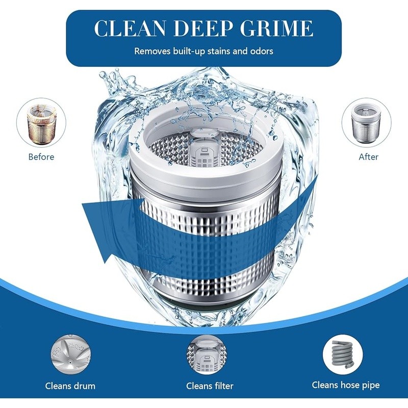 Washing Machine Cleaner Tablets Deep Clean Pet Odor Removal Septic Safe 60°C New gallery
