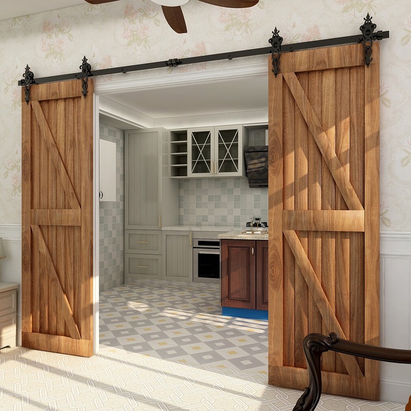 4FT ~ 20FT Sliding Barn Door Hardware Track Kit for Single/Double Vintage Roller gallery