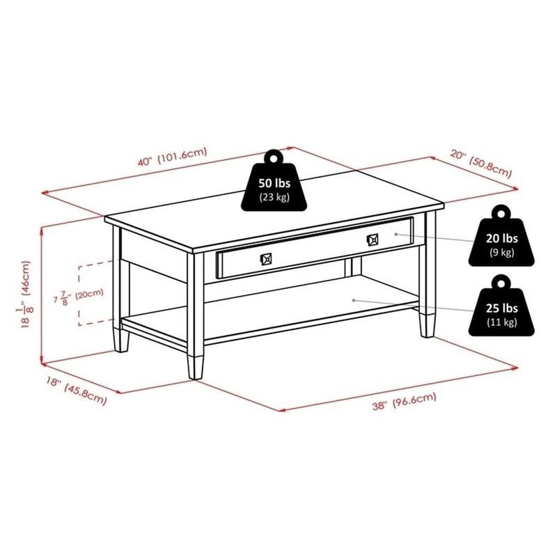Pemberly Row Transitional Solid Wood Coffee Table with Tapered Leg in Walnut gallery